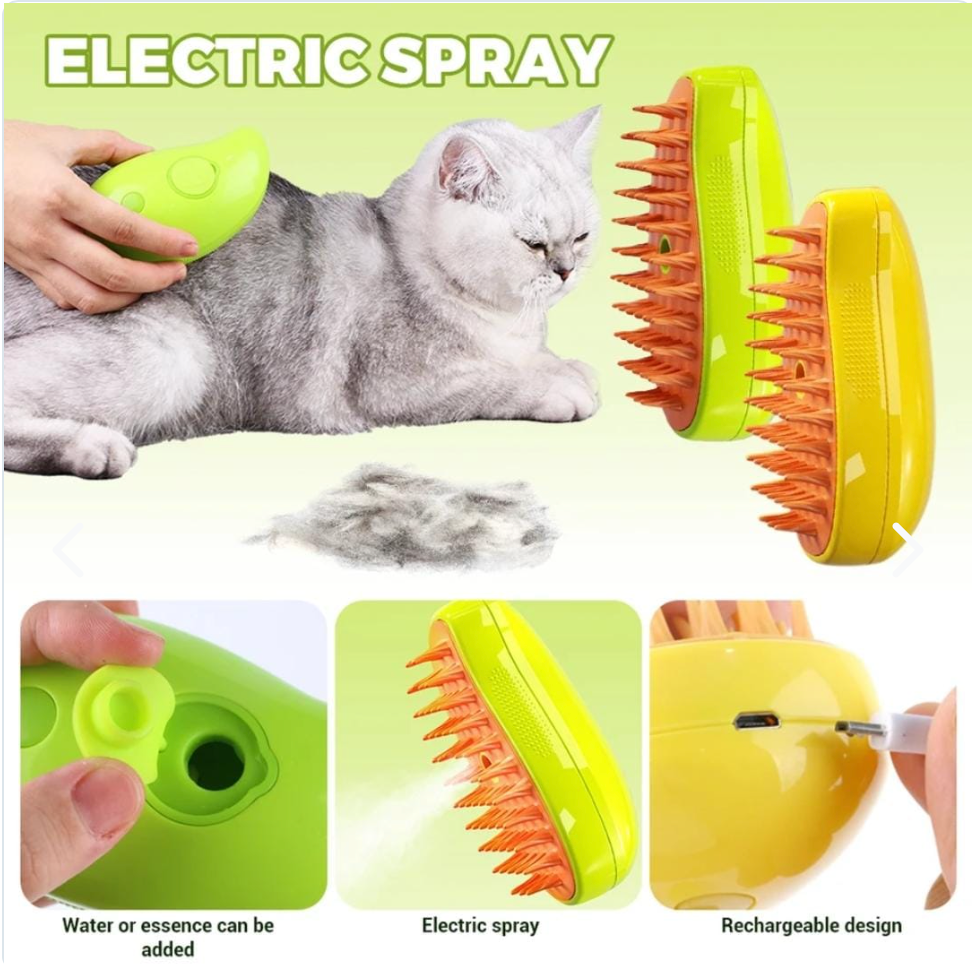Cepillo Vaporizador 3 En 1 Para Mascotas