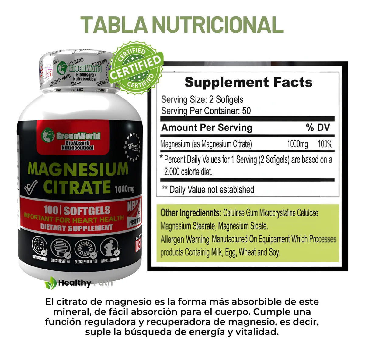 Combo Citrato de Magnesio Premium Frascos (300 softgels)