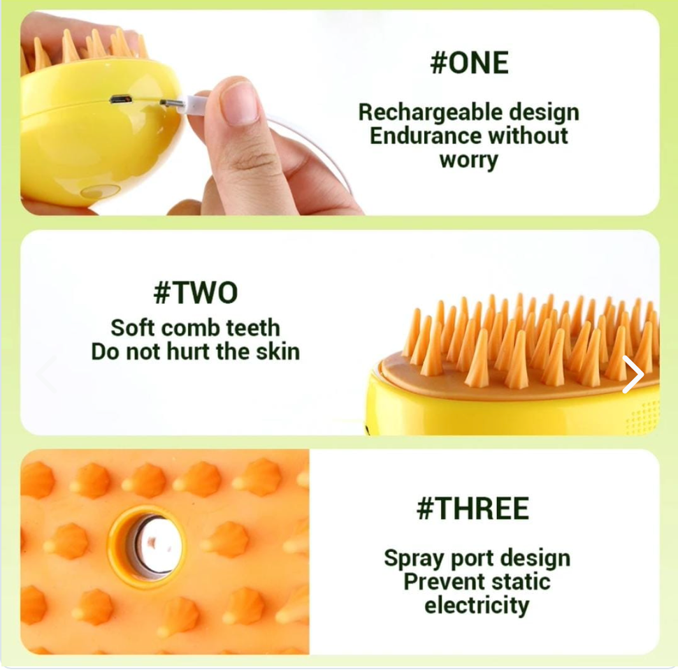 Cepillo Vaporizador 3 En 1 Para Mascotas