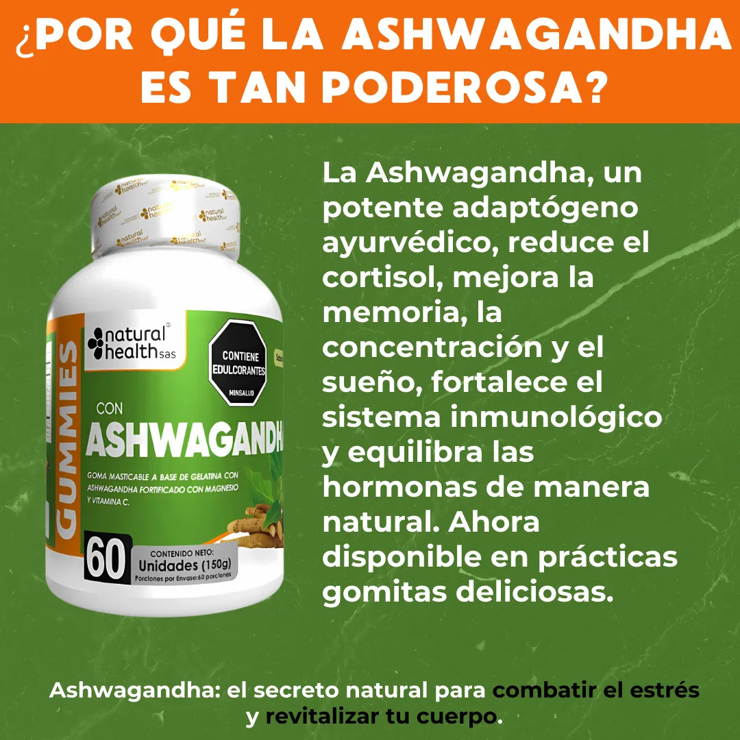 Ashwagandha en Gomitas – 60 Unidades | Bienestar Diario