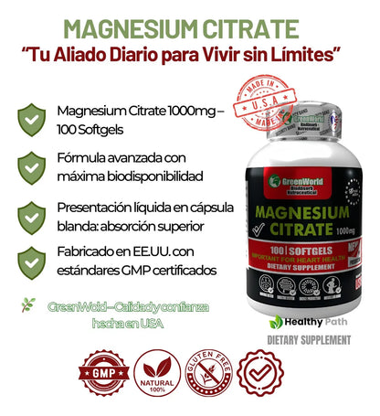Citrato de Magnesio Premium x3 Frascos (300 softgels)