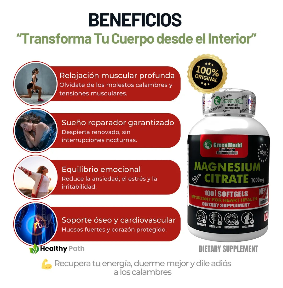 Citrato de Magnesio Premium x3 Frascos (300 softgels)