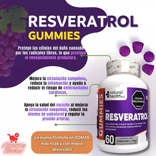 Resveratrol Gomitas X3 frascos de 60 capsulas c/u