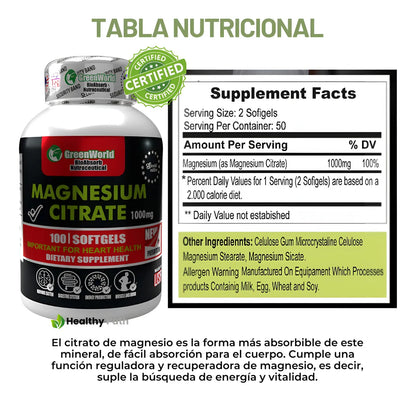Citrato de Magnesio Premium x3 Frascos (300 softgels)