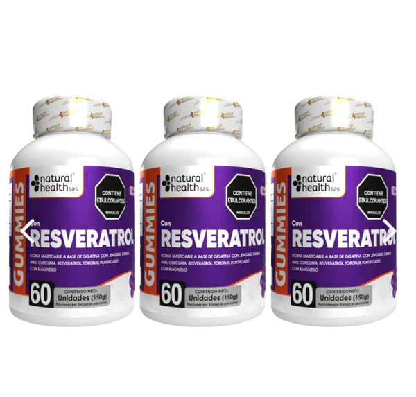 Resveratrol Gomitas X3 frascos de 60 capsulas c/u