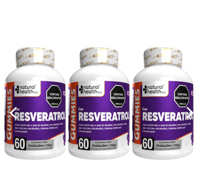 Resveratrol Gomitas X3 frascos de 60 capsulas c/u